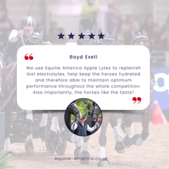 Boyd Exell testimonial on APPLE LYTES PASTE by Equine America for horse hydration and performance.