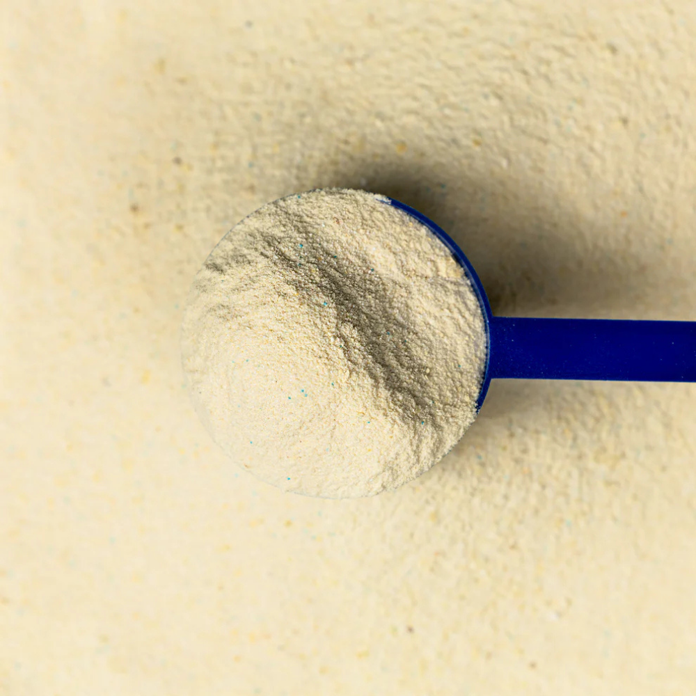 Arti Sport equine joint health supplement powder in a blue scoop