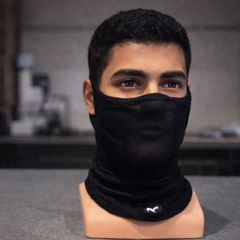 A1F Adventure Riding Mask displayed on a mannequin head, showcasing its design and fit for equestrian riders.