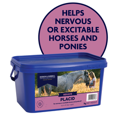 D&H PLACID calming supplement for nervous or excitable horses and ponies in a 1kg tub.