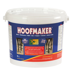 Hoofmaker product container with blue label on a white background