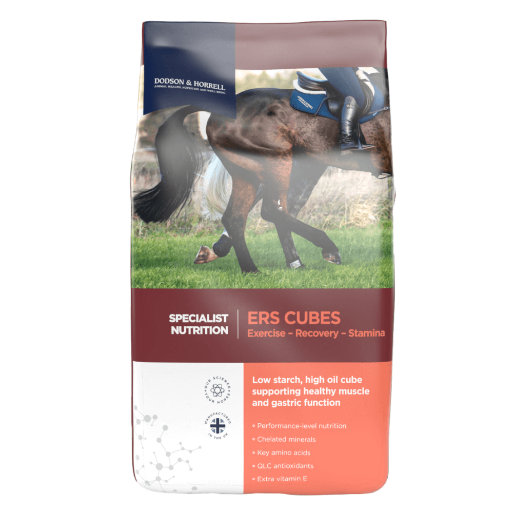 ERS CUBES-20-KG-D&H UK | Low starch, high oil feed for healthy muscle function and gastric comfort in horses.