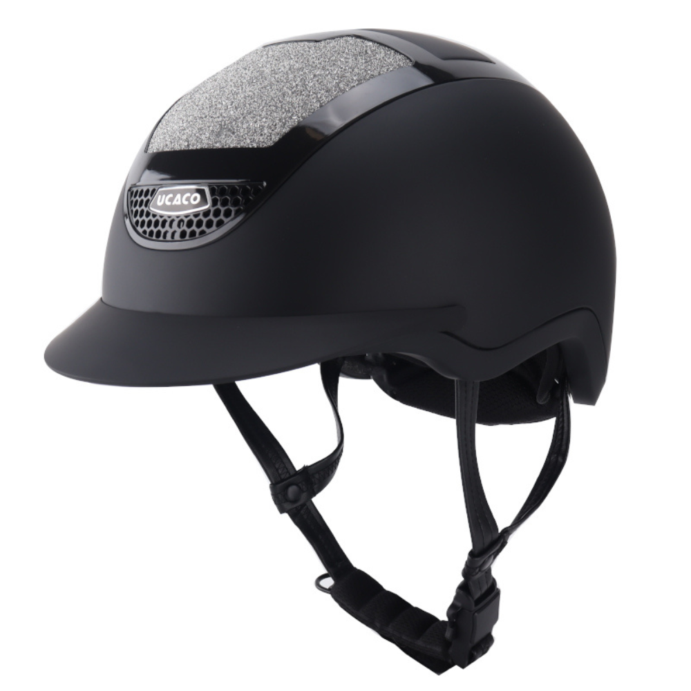 Ucaco Celestia Luxe Riding Helmet in black, luxury design for equestrian safety and style.