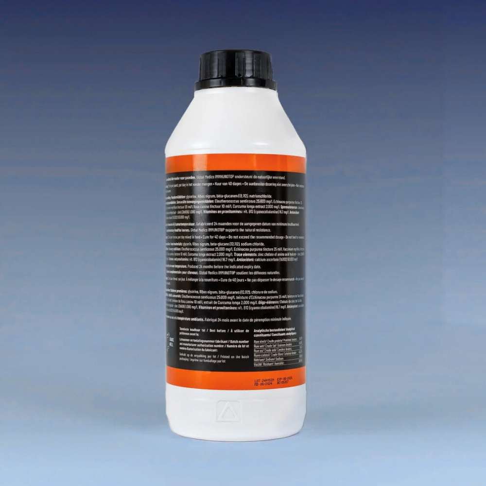 Immunotop Natural Immunity Support bottle showing detailed product information and instructions.