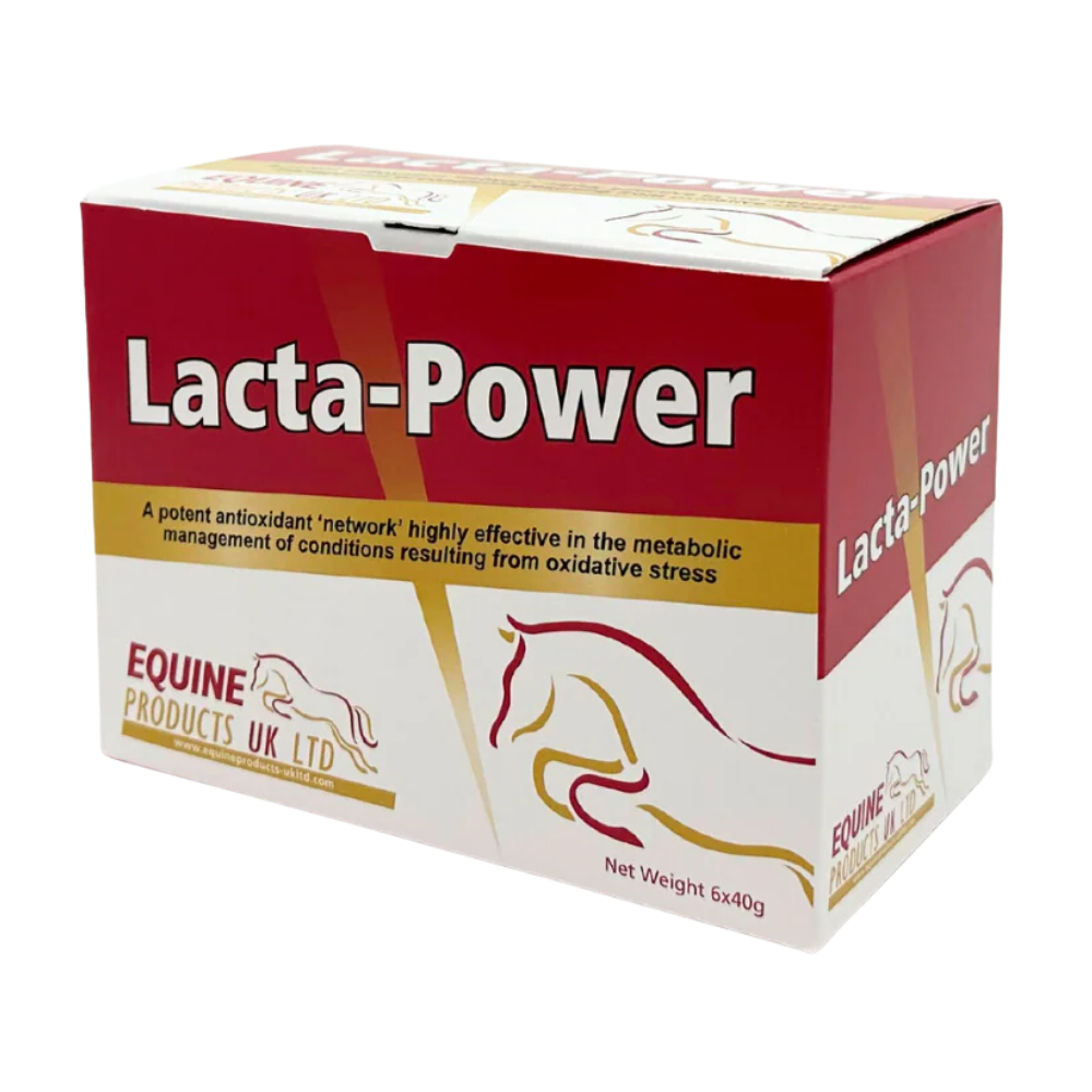 Lacta-Power packaging for equine products on a white background