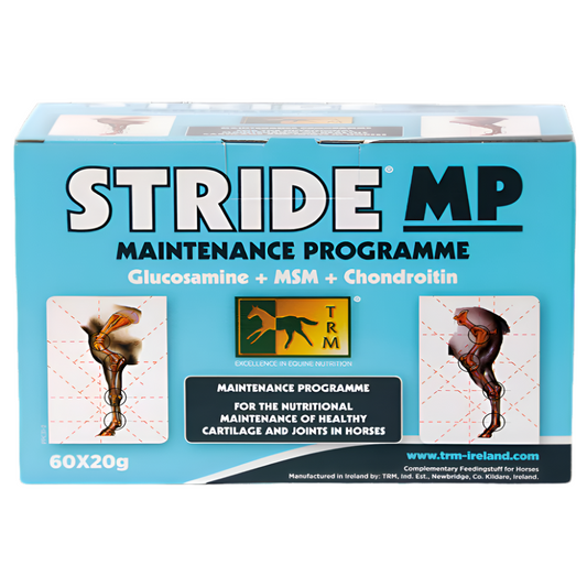 Box of STRIDE MP Maintenance Programme for horses with TRM branding.