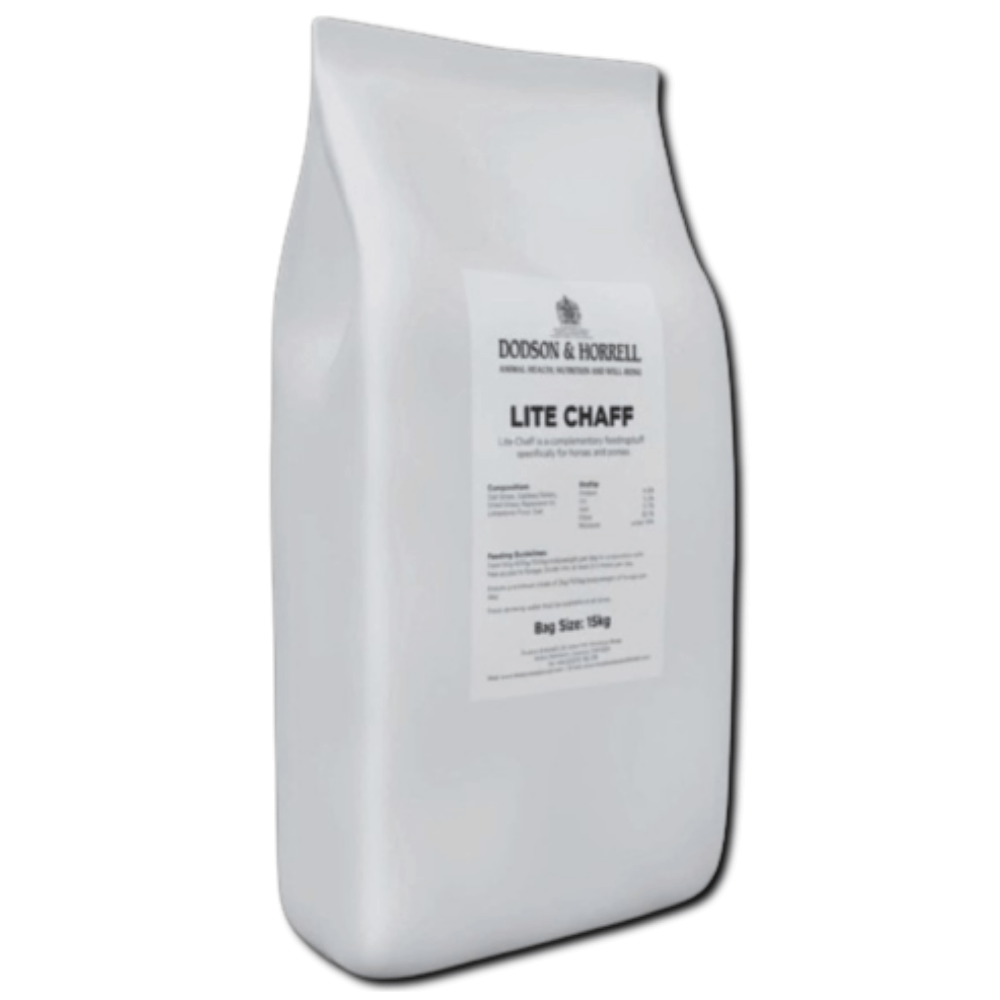 LITE CHAFF-D&H UK bag, high-fibre nutritional feed for horses by Dodson & Horrell, 15kg size.