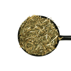 SAFE AND SOUND-D&H UK Daily Fibre Horse Feed in a scoop filled with dried grass and fiber.