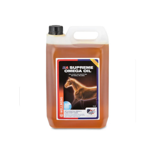 EA SUPREME OMEGA OIL bottle for equine health and wellbeing in horses and ponies.