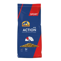 ACTION MIX by Cavalor, premium sport feed for active horses in training, featuring digestible cereals.