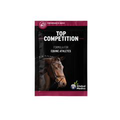 Top Competition supplement packaging for equine athletes by Global Medics.