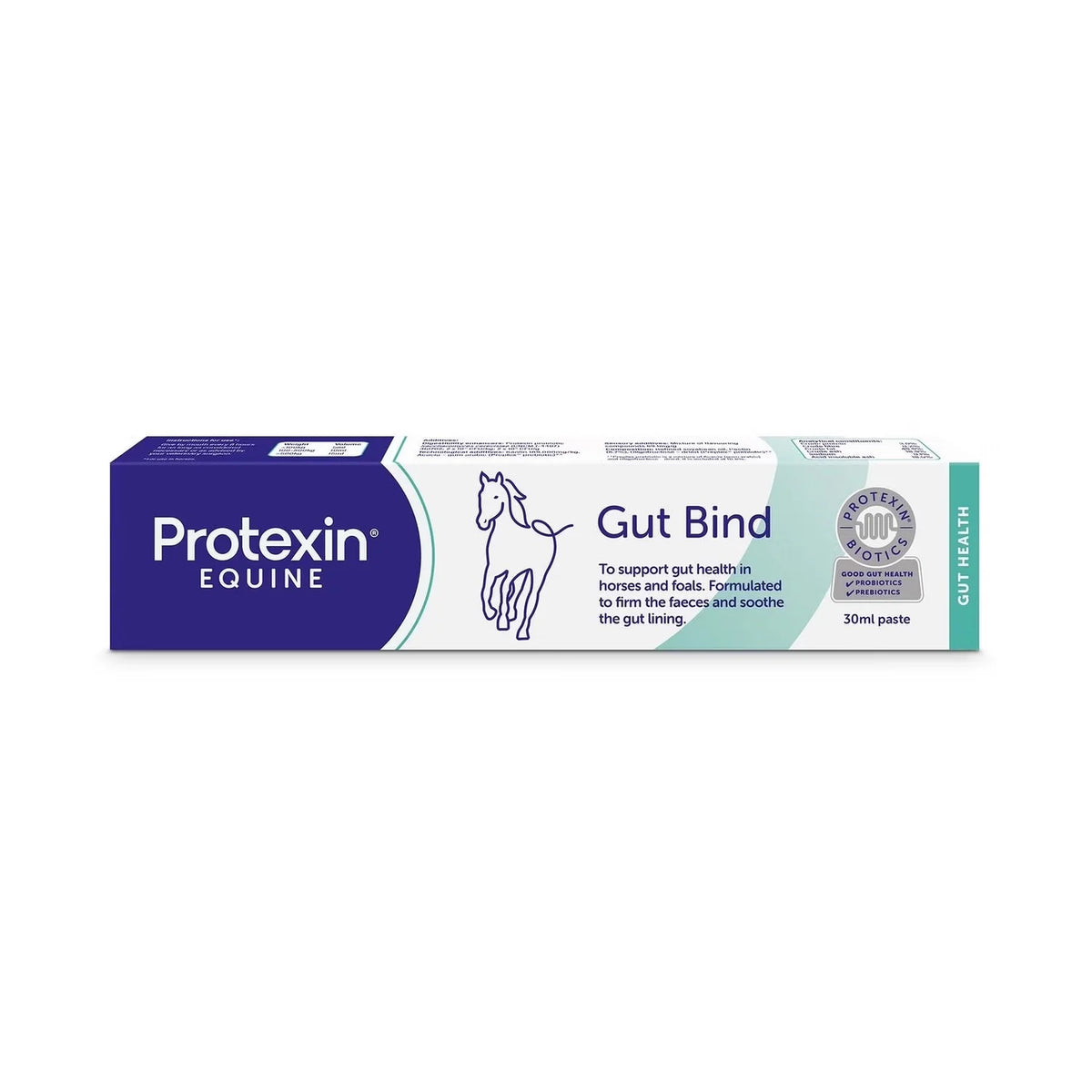 GUT BIND Protexin equine digestive support paste for gut health in horses and foals, 30ml tube.