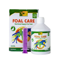 TRM FOAL CARE® nutritional supplement packaging and bottle for foals support.