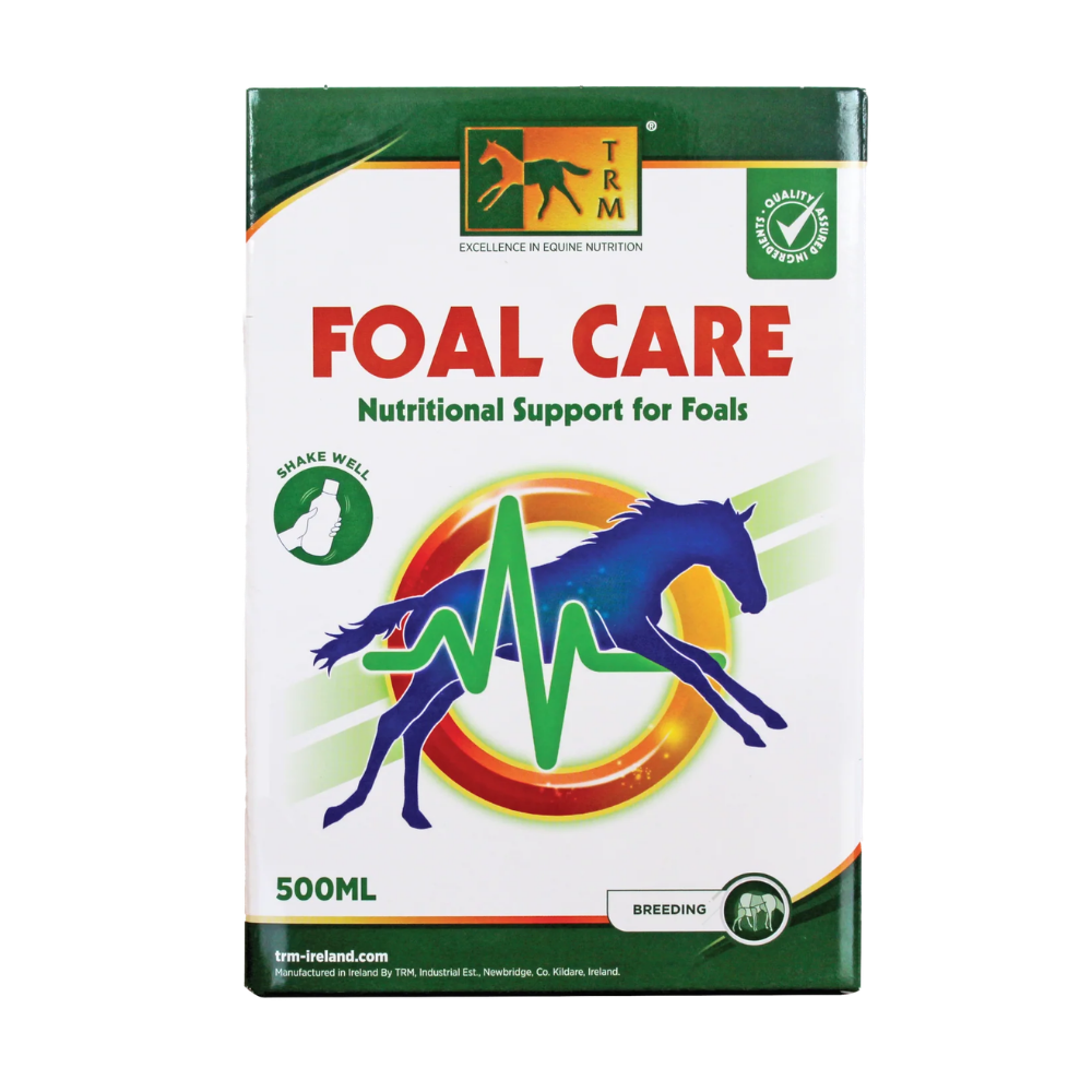 TRM FOAL CARE nutritional supplement packaging for foals, providing essential support for healthy development.