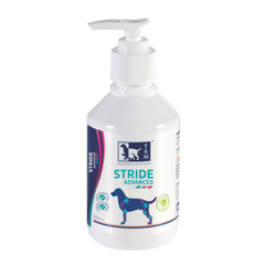 Bottle of STRIDE ADVANCED for dogs, designed to support joint health and mobility.