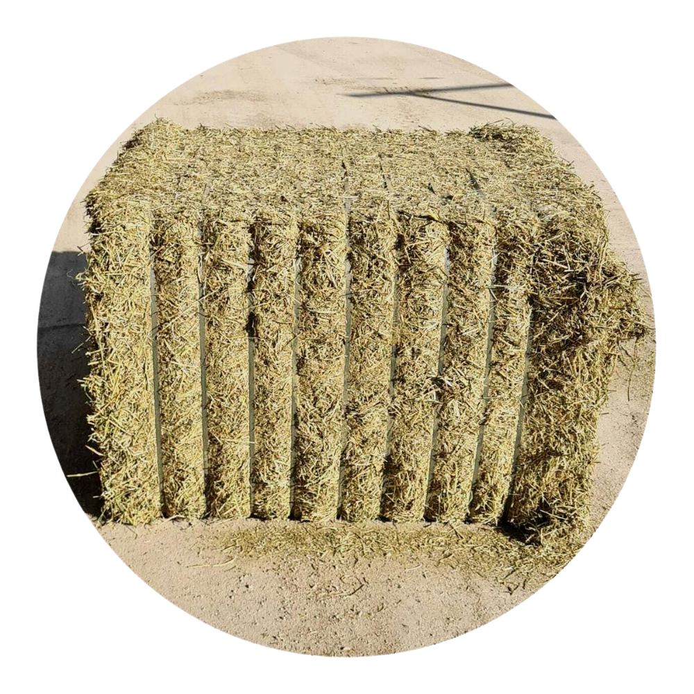 Natural Alfalfa mixed with grasses in a hay bale, suitable for horses and livestock.