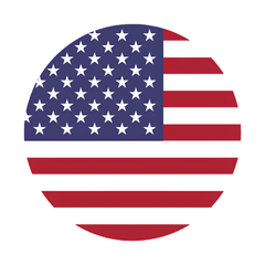Close-up of TIMOTHY HAY being held, showcasing its premium quality and fiber-rich texture.Circular design of the American flag with stars and stripes representing the USA.