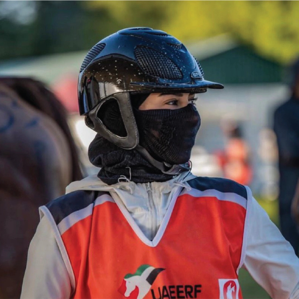 A1F Adventure Riding Mask worn by a rider in UAE, showcasing performance and style.