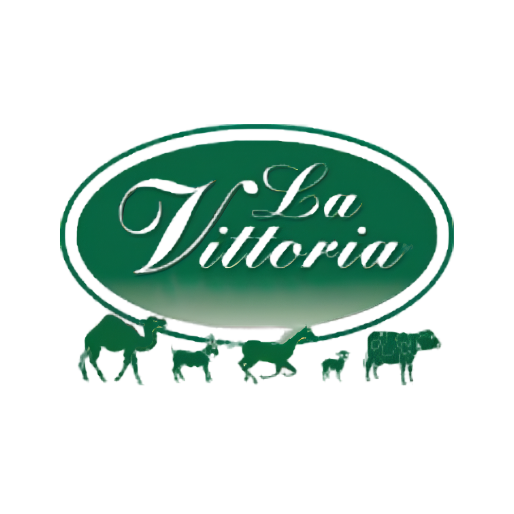 Logo of La Vittoria featuring various farm animals, representing quality feeds like HAYPACK TIMOTHY.