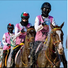 N3F RIDING MASK worn by riders during an equestrian event in UAE, showcasing maximum protection and breathability.