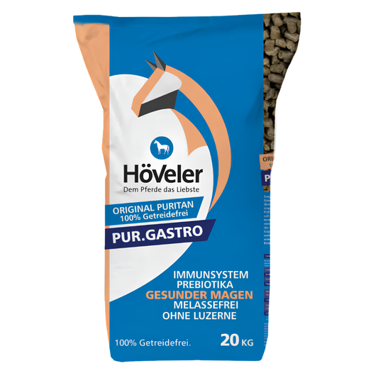 Höveler PUR.GASTRO premium grain-free horse feed for sensitive stomachs, 20 kg bag