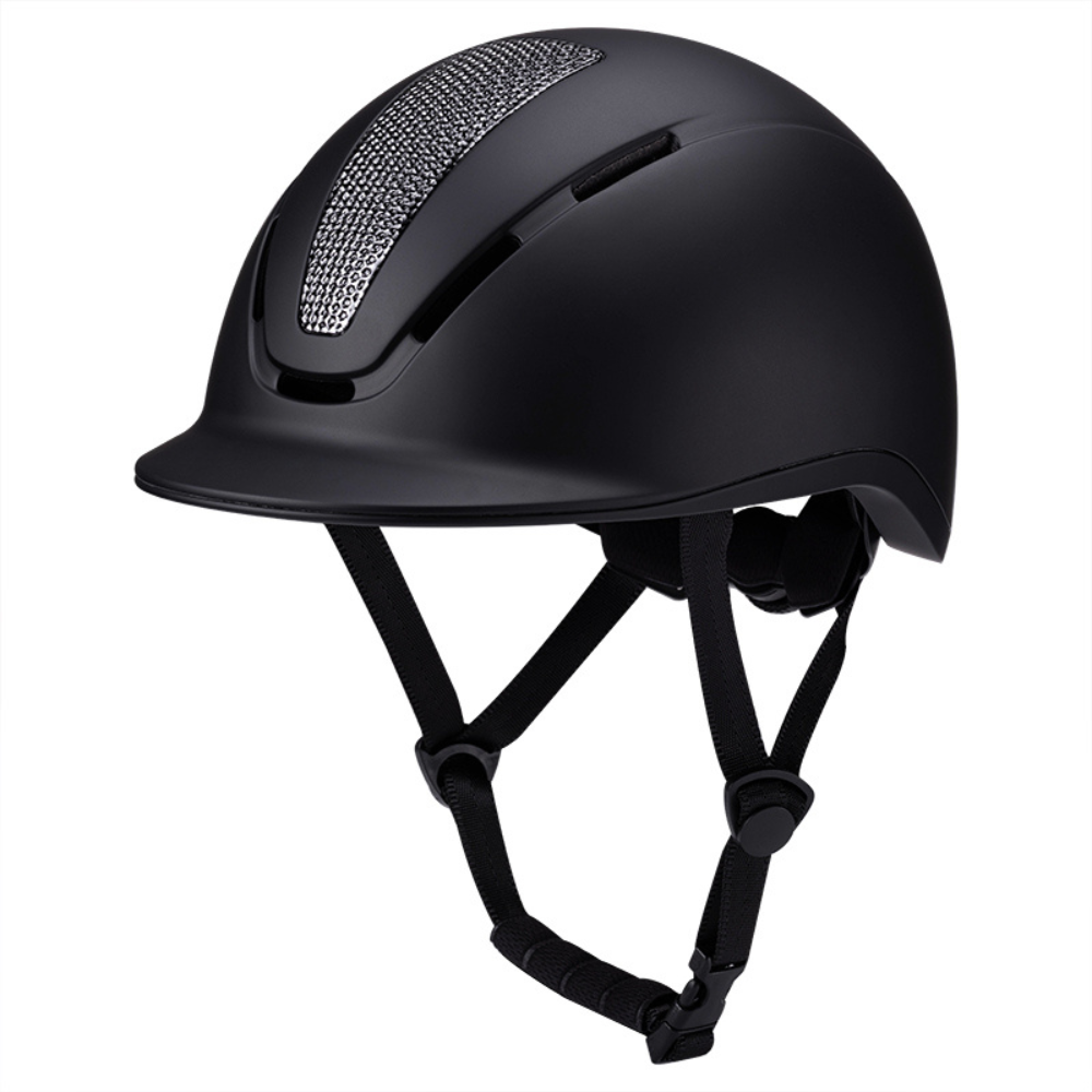 Ucaco AeroCore Riding Helmet – Lightweight & Ventilated black riding helmet with vented top and adjustable straps.