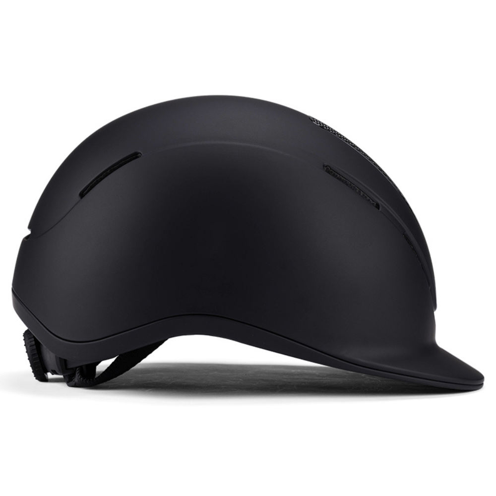 Ucaco AeroCore Riding Helmet – Lightweight & Ventilated design showcasing the sleek black exterior and ventilation details.