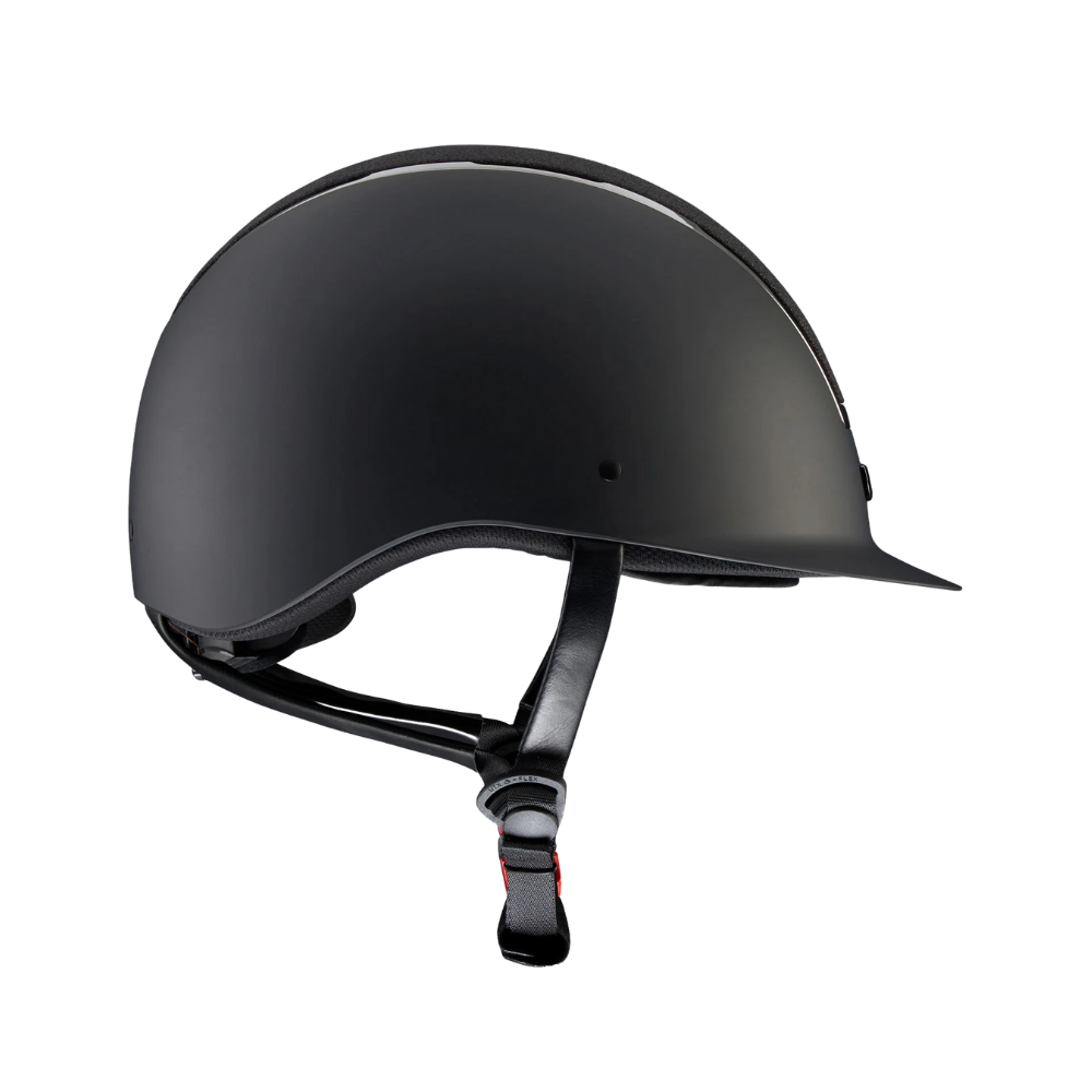 Alzarrab PE Odyssey Horse Riding Helmet-Black side view for premium safety and comfort while riding.