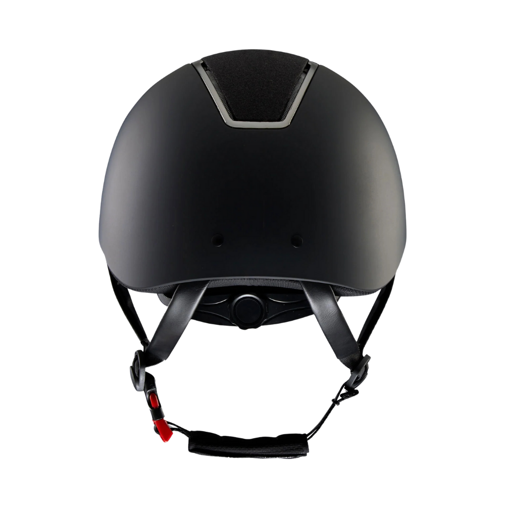 Alzarrab PE Odyssey Horse Riding Helmet-Black front view showcasing safety and style for riders in Dubai.