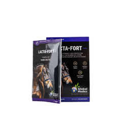 Lacta-Fort Muscle Support for Equine in packaging by Global Medics, designed for equine athletes.