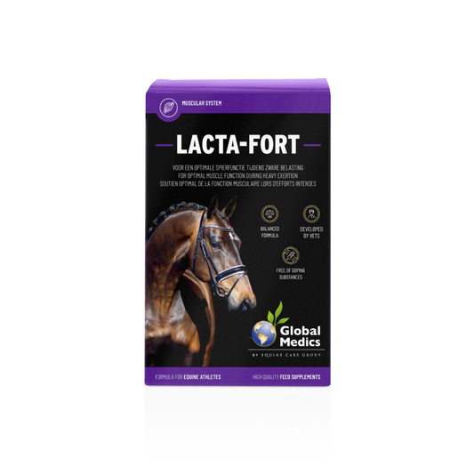 Lacta-Fort Muscle Support for Equine, nutritional supplement for optimal muscle function in horses.
