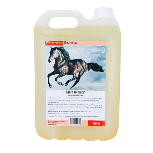 Pharma Guard insect repellent bottle with a horse on the label against a white background