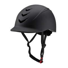 Alzarrab Ucaco AetherLite Plus Riding Helmet shown in black color with ventilation openings and adjustable straps
