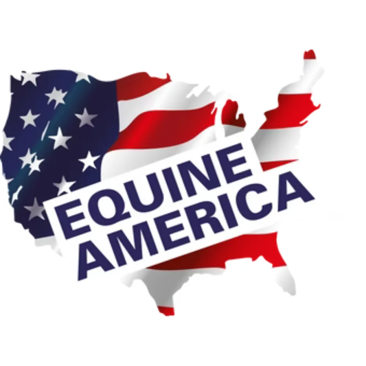 Equine America logo featuring an outline of the USA overlaid with the American flag.
