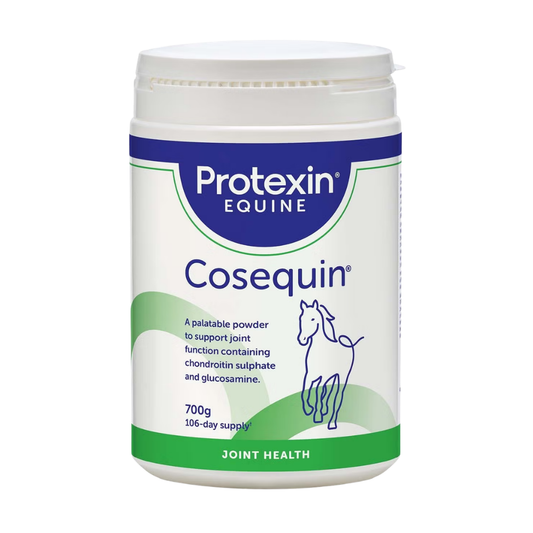 COSEQUIN EQUINE joint health supplement in a 700g container for horses by Protexin Equine