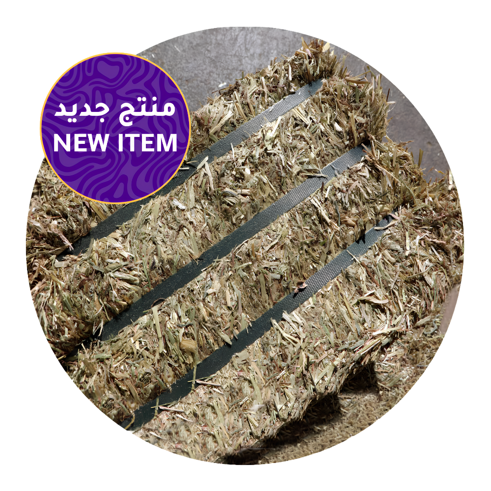 OATEN STRAW bales stacked, showcasing premium-quality forage for horses and livestock, labeled as new item.