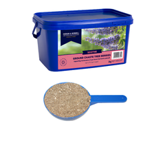 GROUND CHASTE TREE BERRIES supplement container with scoop for supporting hormonal function in horses.