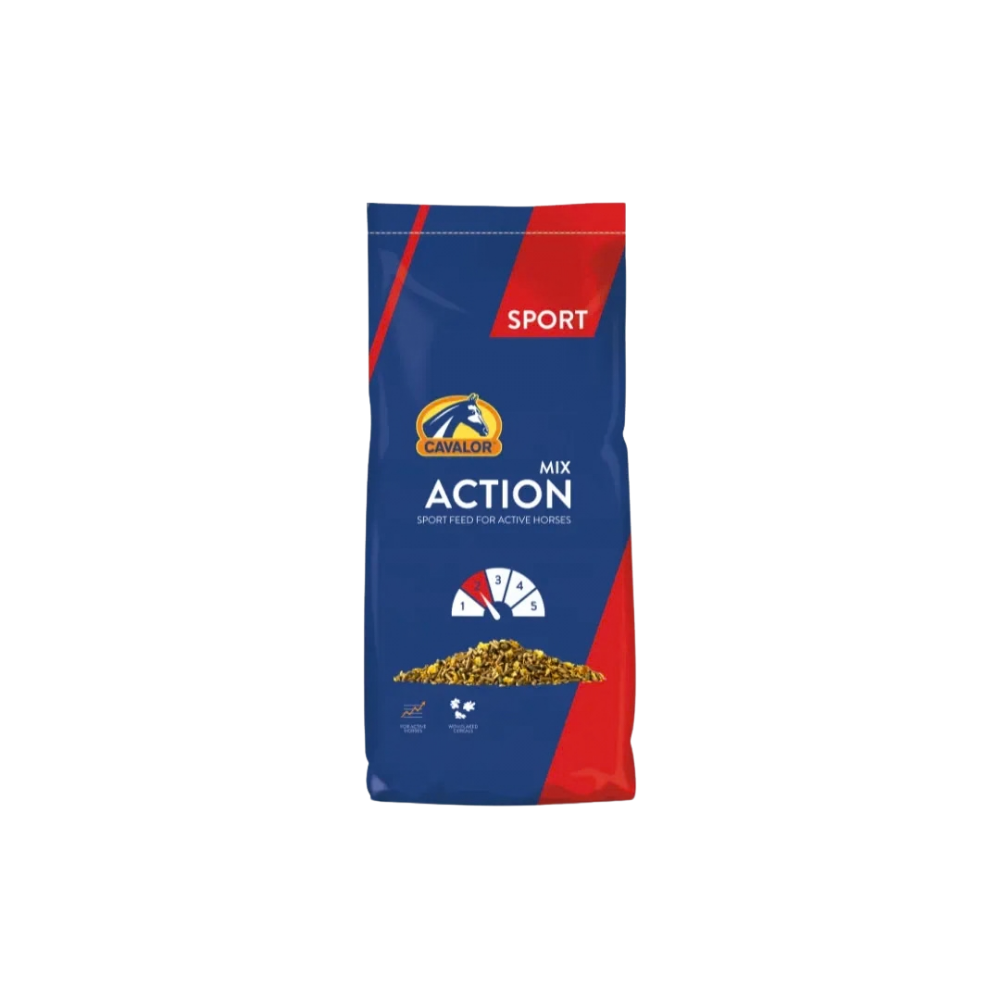 ACTION MIX by Cavalor Belgium, premium sports muesli for active horses in training.