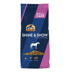SHINE & SHOW by Cavalor in a vibrant bag, premium feed for show horses from UAE.